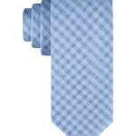 Calvin Klein Silk Blend Check-Pattern Tie Men's One Size Light Blue Adjustable