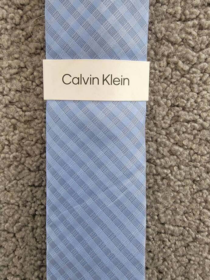 Calvin Klein Silk Blend Check-Pattern Tie Men's One Size Light Blue Adjustable