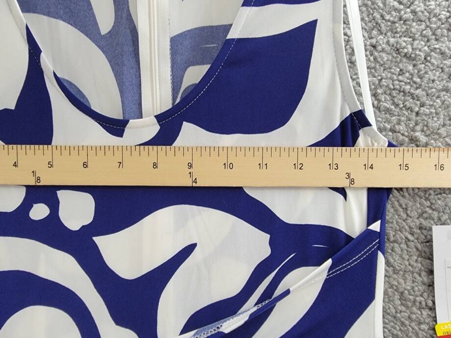 Donna Morgan Printed Wrap-Waist Asymmetric Dress Women's 2 Navy/Soft White