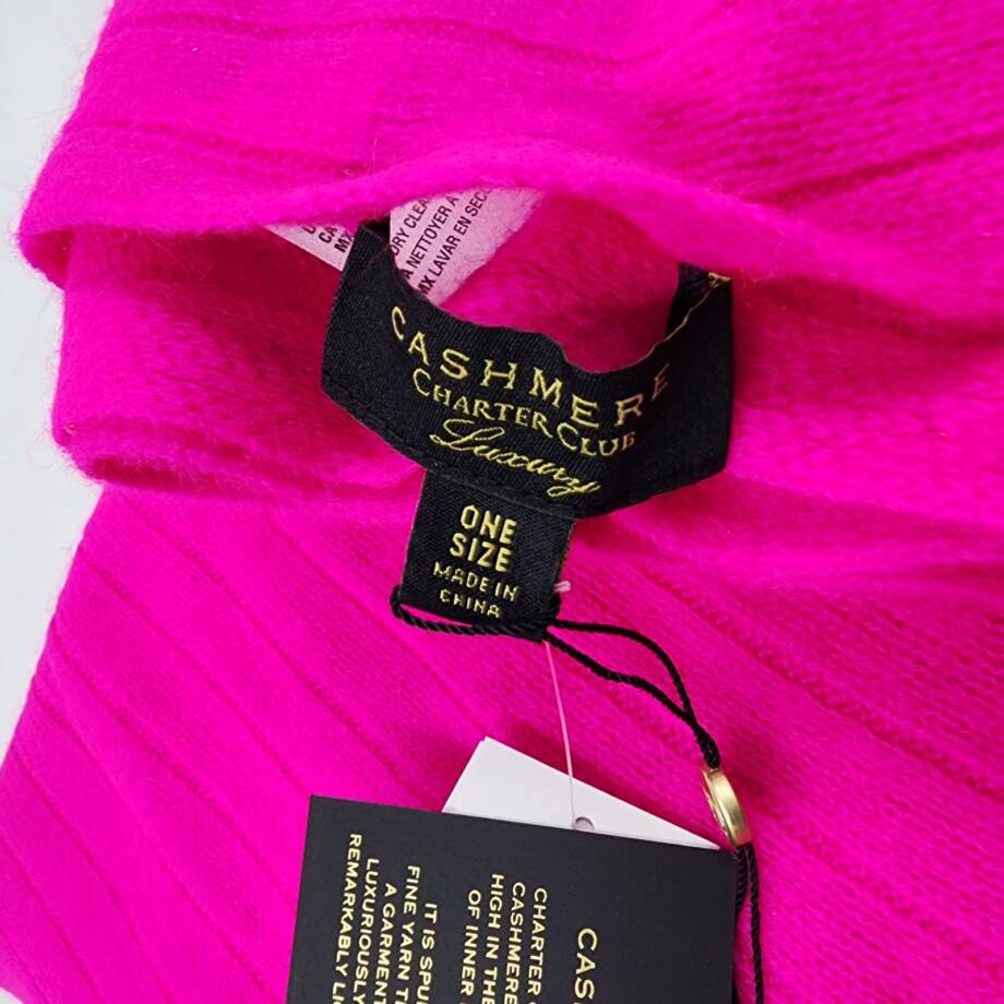 Charter Club Ribbed Cashmere Scarf Women's One Size Fierce Pink Solid