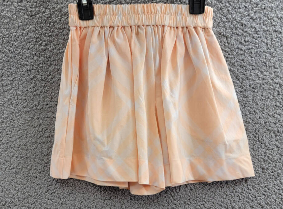 Burberry Marcy Check Shorts Girls 10Y Pastel Peach Elastic Waist Pull On