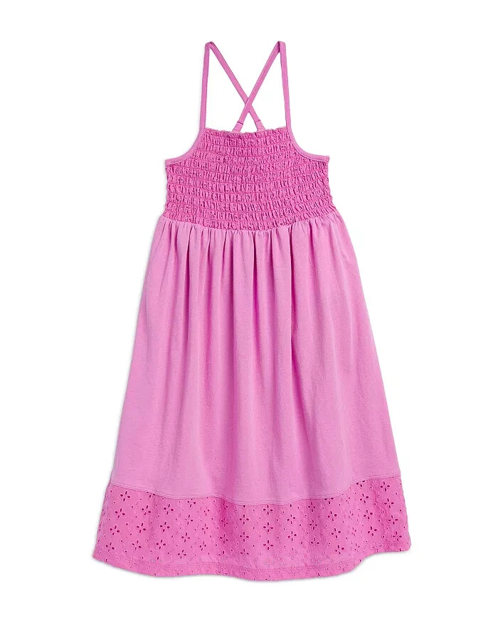 Splendid Smocked Eyelet Dress Girls' 12 Sherbert Solid Square Neck Pullover