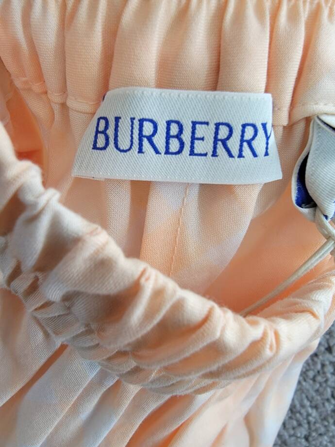 Burberry Marcy Check Shorts Girls 10Y Pastel Peach Elastic Waist Pull On