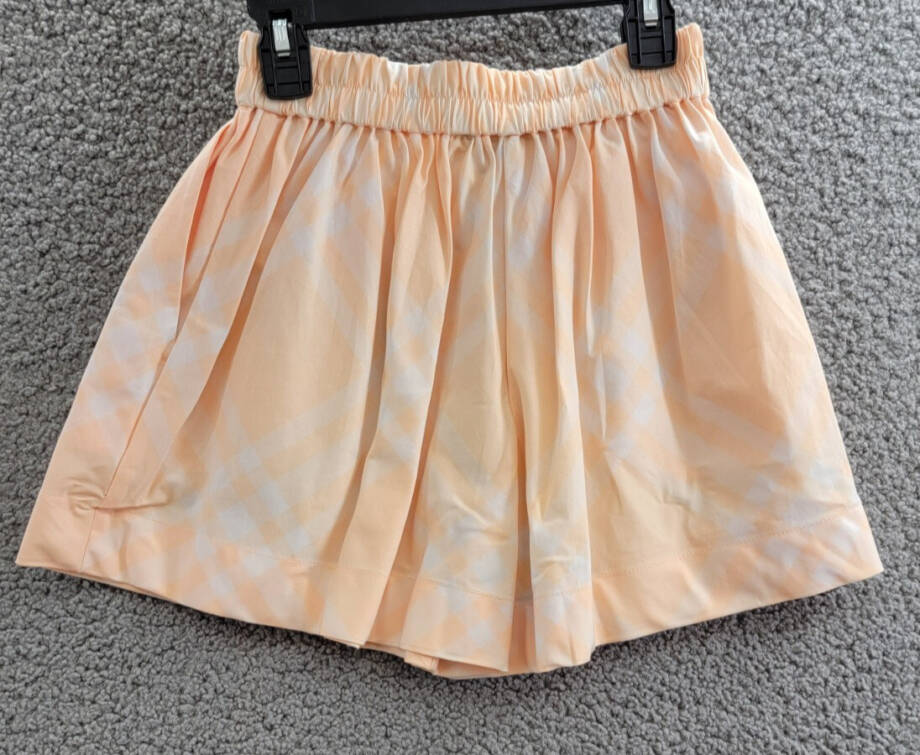 Burberry Marcy Check Shorts Girls 10Y Pastel Peach Elastic Waist Pull On