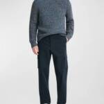 Vince Herringbone Cargo Pants Men's 32 Coastal Blue Straight Leg Mid Rise