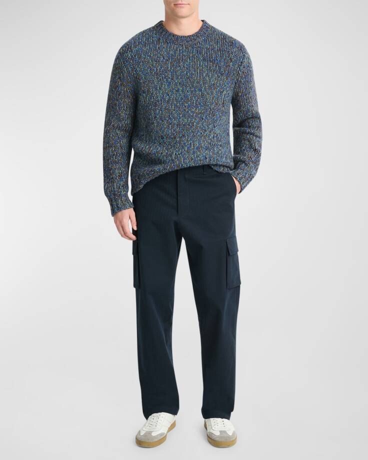 Vince Herringbone Cargo Pants Men's 32 Coastal Blue Straight Leg Mid Rise