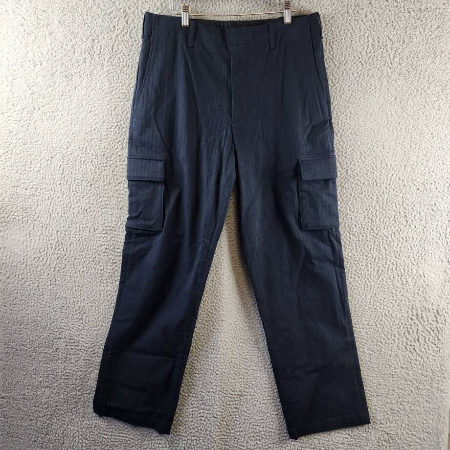Vince Herringbone Cargo Pants Men's 32 Coastal Blue Straight Leg Mid Rise