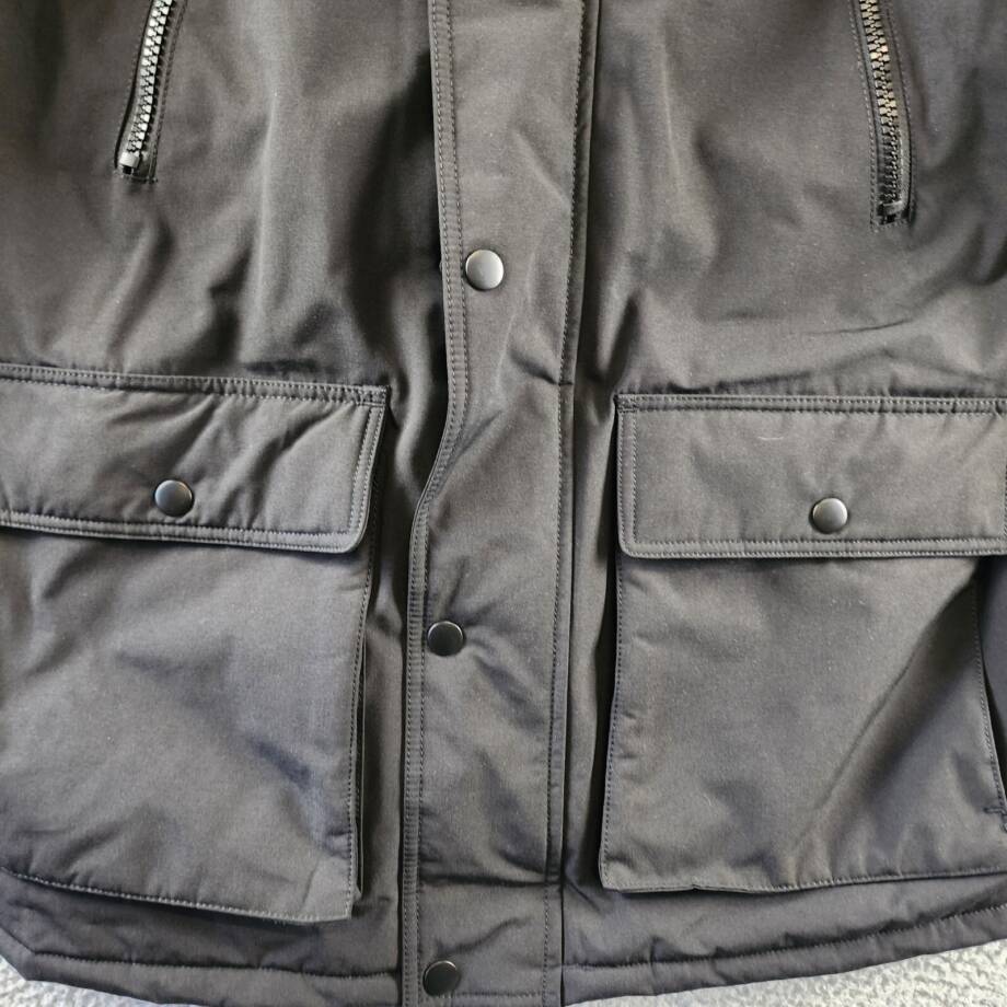 Club Room Parka with a Faux Fur-Hood Jacket Men's M Black Long Sleeve Zip/Snap