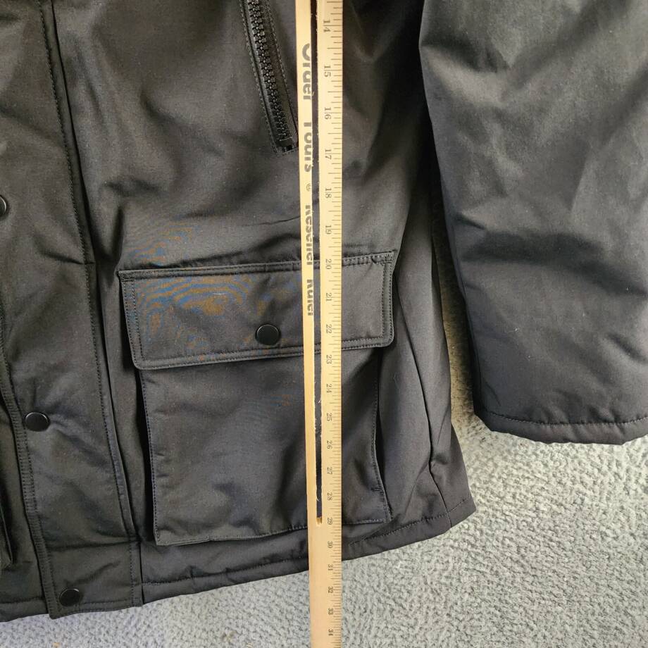 Club Room Parka with a Faux Fur-Hood Jacket Men's M Black Long Sleeve Zip/Snap