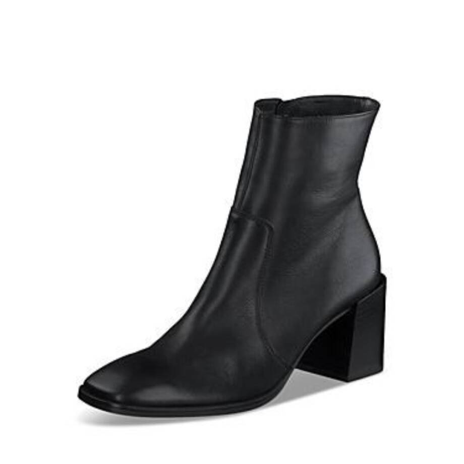 Paul Green Olivia Square Toe Block Heel Booties Women's 7 Black Side Zip Closure