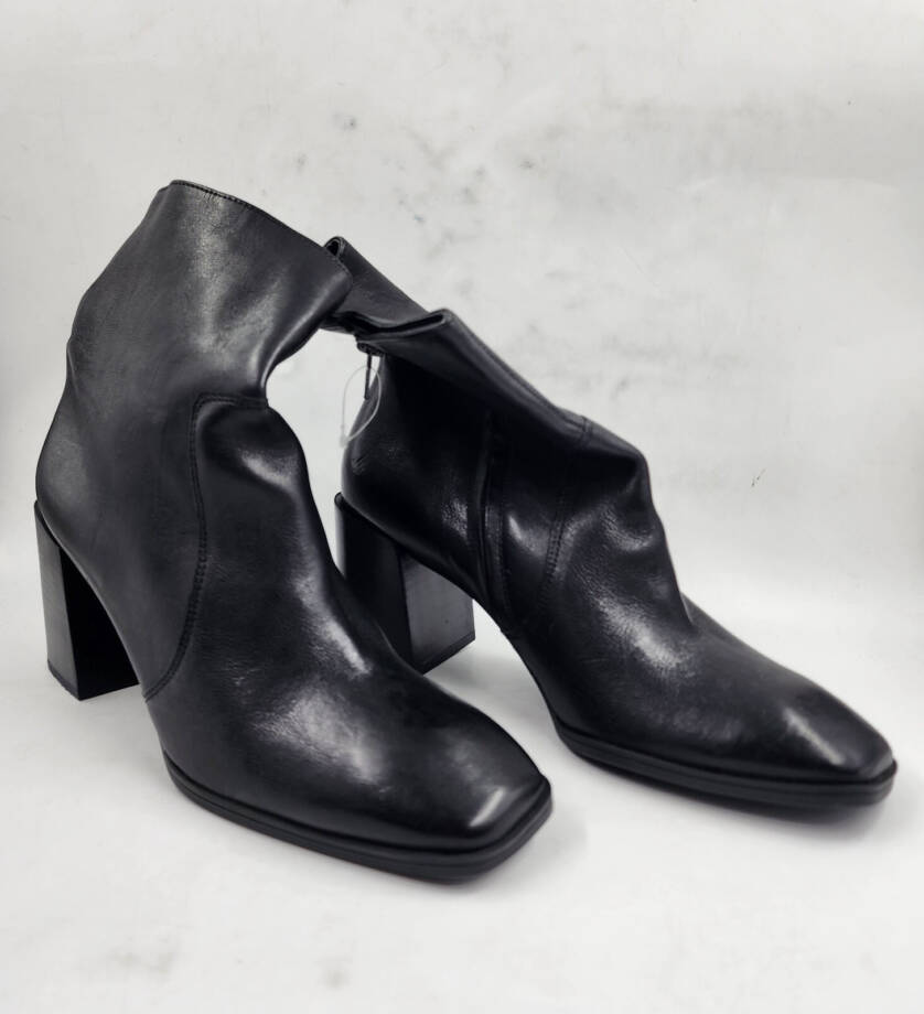 Paul Green Olivia Square Toe Block Heel Booties Women's 7 Black Side Zip Closure