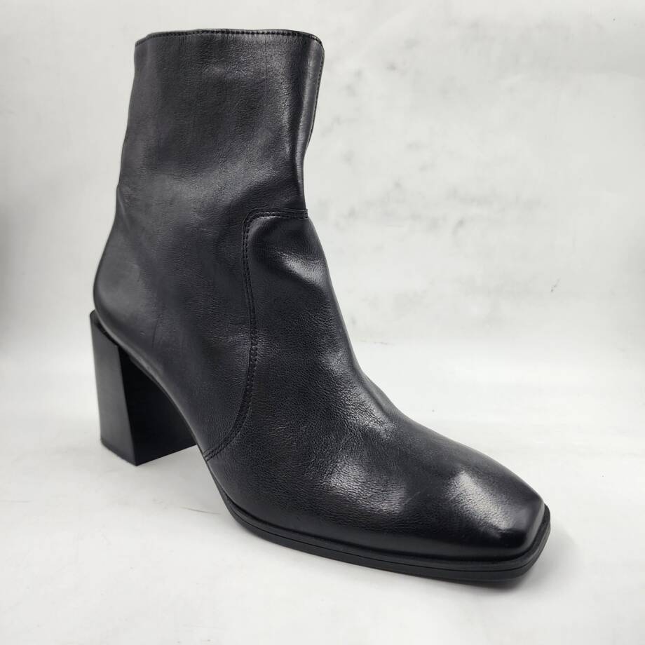 Paul Green Olivia Square Toe Block Heel Booties Women's 7 Black Side Zip Closure