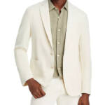 BOSS Hanry Slim Fit Raw Edge Sport Coat Men's 46R Open White Double Back Vents