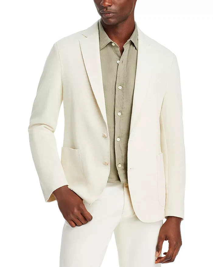 BOSS Hanry Slim Fit Raw Edge Sport Coat Men's 46R Open White Double Back Vents