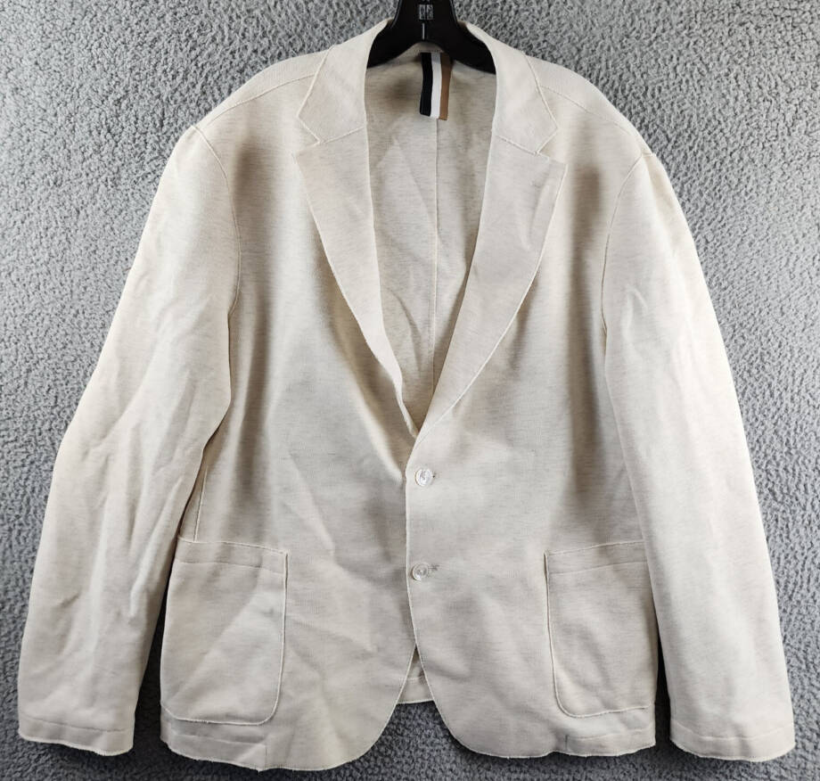 BOSS Hanry Slim Fit Raw Edge Sport Coat Men's 46R Open White Double Back Vents