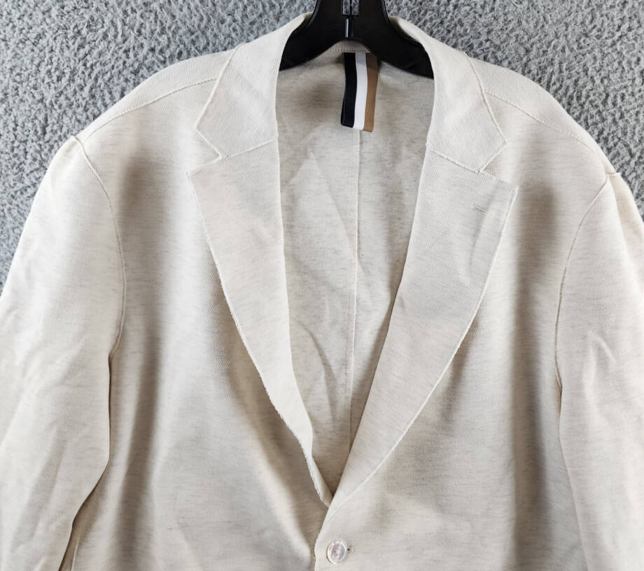BOSS Hanry Slim Fit Raw Edge Sport Coat Men's 46R Open White Double Back Vents