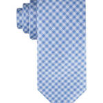 Tommy Hilfiger Silk Blend Spring Gingham Tie Men's Light Blue Adjustable~