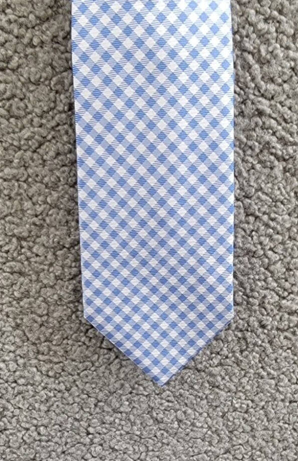 Tommy Hilfiger Silk Blend Spring Gingham Tie Men's Light Blue Adjustable~