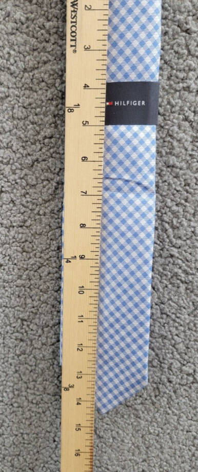 Tommy Hilfiger Silk Blend Spring Gingham Tie Men's Light Blue Adjustable~