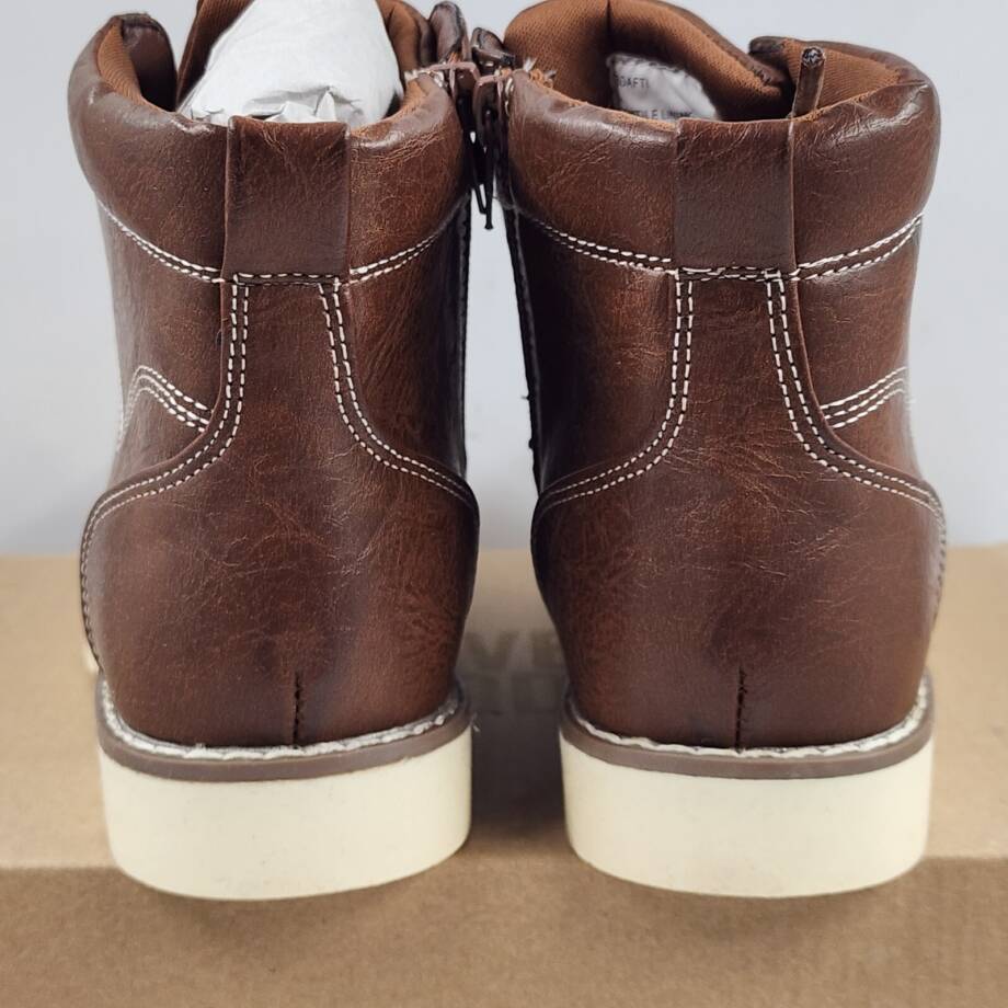 Steve Madden BDafti Ankle Boot Unisex-Child 3 Brown Side Zipped Lace Up Closure