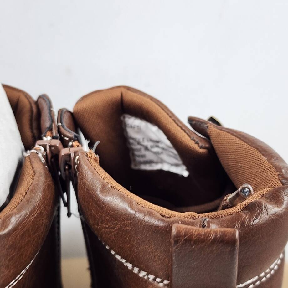Steve Madden BDafti Ankle Boot Unisex-Child 3 Brown Side Zipped Lace Up Closure