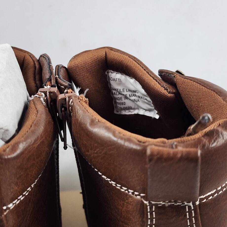 Steve Madden BDafti Ankle Boot Unisex-Child 3 Brown Side Zipped Lace Up Closure