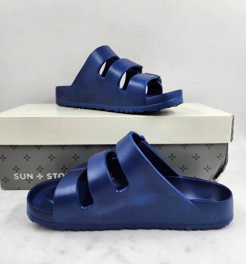Sun + Stone Bowie Sandal Boys' 4M Navy Solid Stay-put Straps Open Toe Slip On