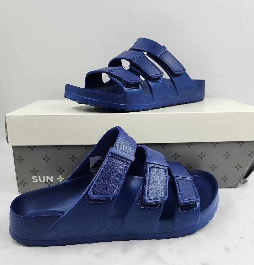 Sun + Stone Bowie Sandal Boys' 4M Navy Solid Stay-put Straps Open Toe Slip On