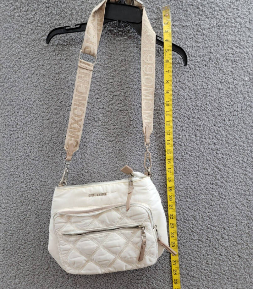 Steve Madden Forrest Quilted North South Crossbody Women's Ivory Zip Closure
