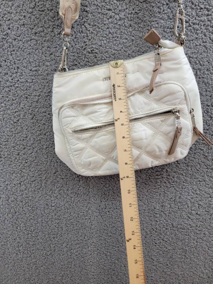 Steve Madden Forrest Quilted North South Crossbody Women's Ivory Zip Closure