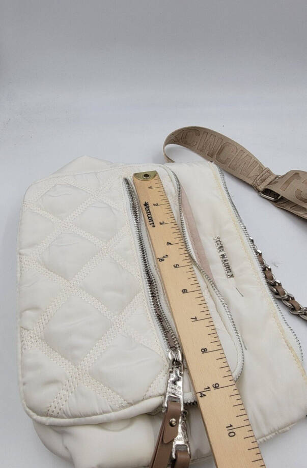 Steve Madden Forrest Quilted North South Crossbody Women's Ivory Zip Closure
