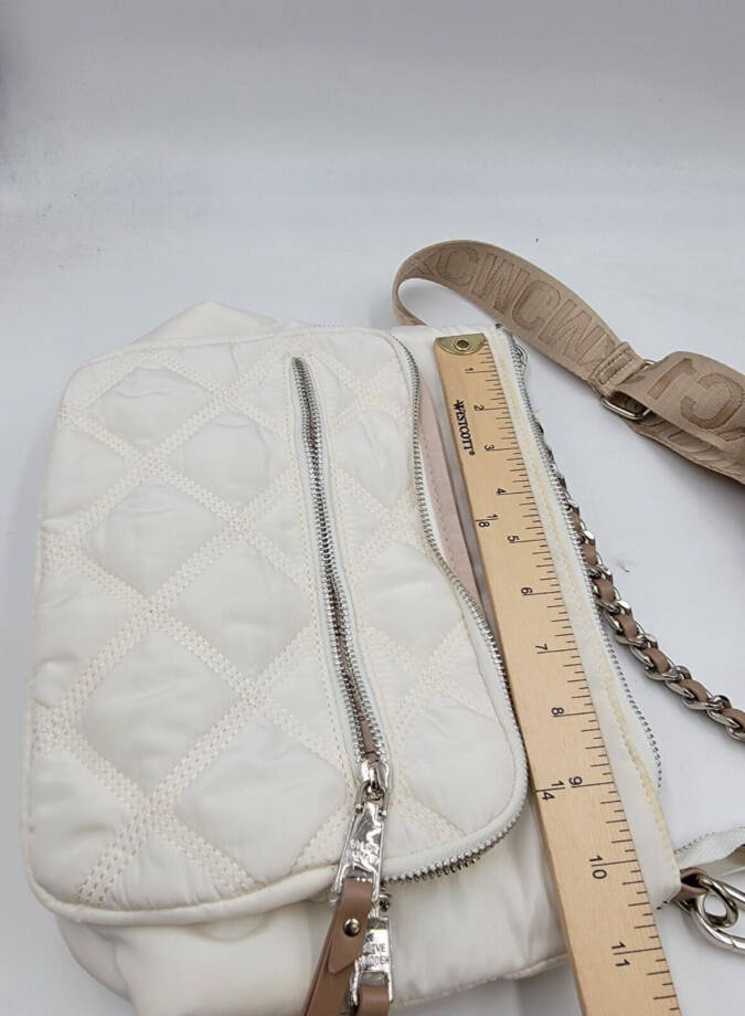 Steve Madden Forrest Quilted North South Crossbody Women's Ivory Zip Closure
