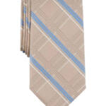 Michael Kors Silk Blend Salerno Plaid Tie Men's One Size Khaki Adjustable