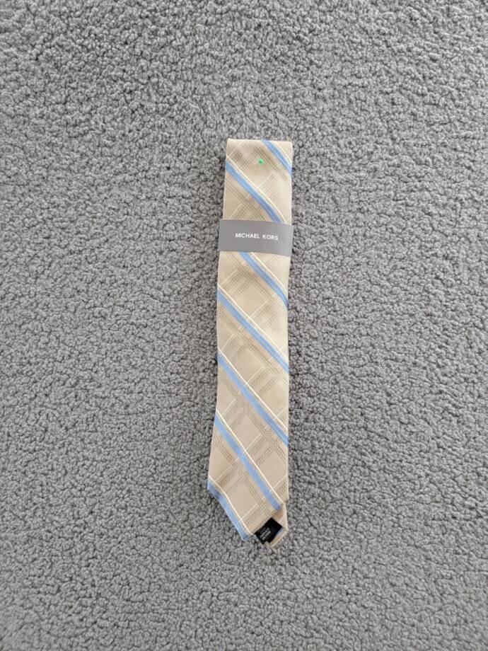 Michael Kors Silk Blend Salerno Plaid Tie Men's One Size Khaki Adjustable