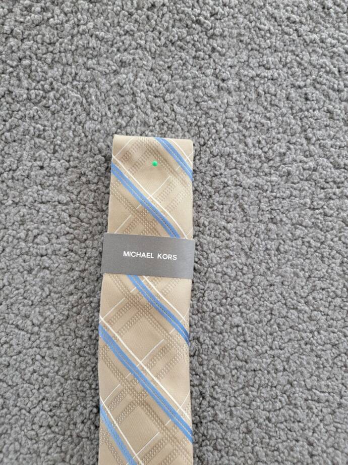 Michael Kors Silk Blend Salerno Plaid Tie Men's One Size Khaki Adjustable