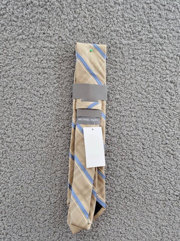 Michael Kors Silk Blend Salerno Plaid Tie Men's One Size Khaki Adjustable