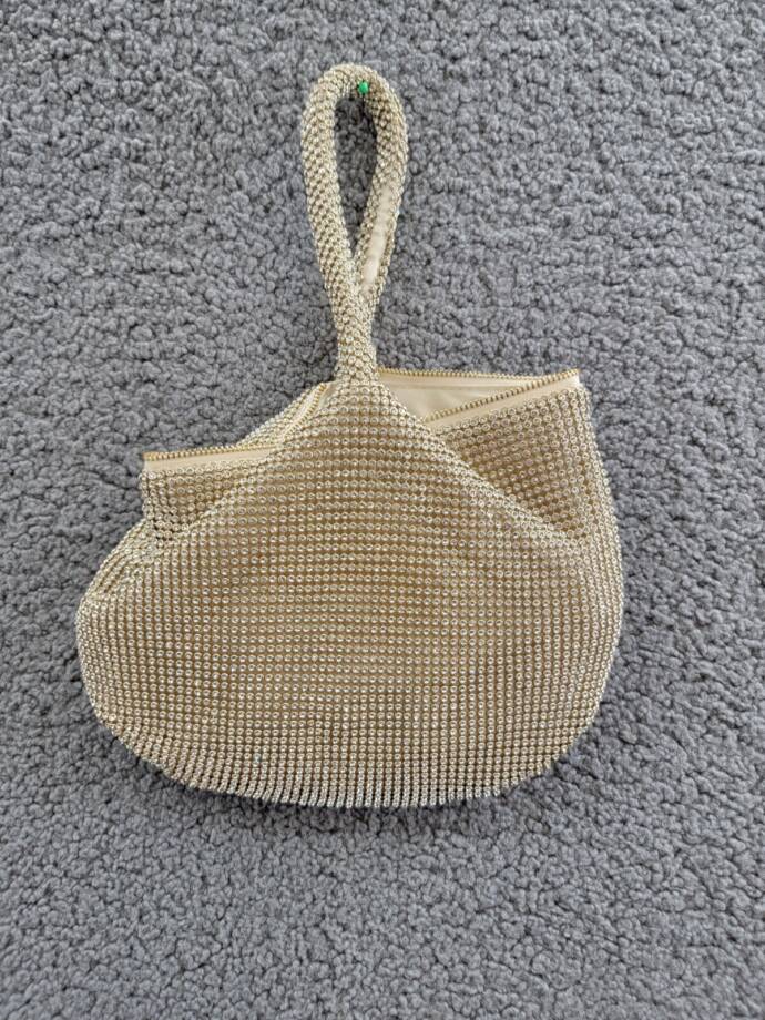I.N.C. International Concepts Doris Sparkle Mesh Pouch Women's One Size Gold Zip