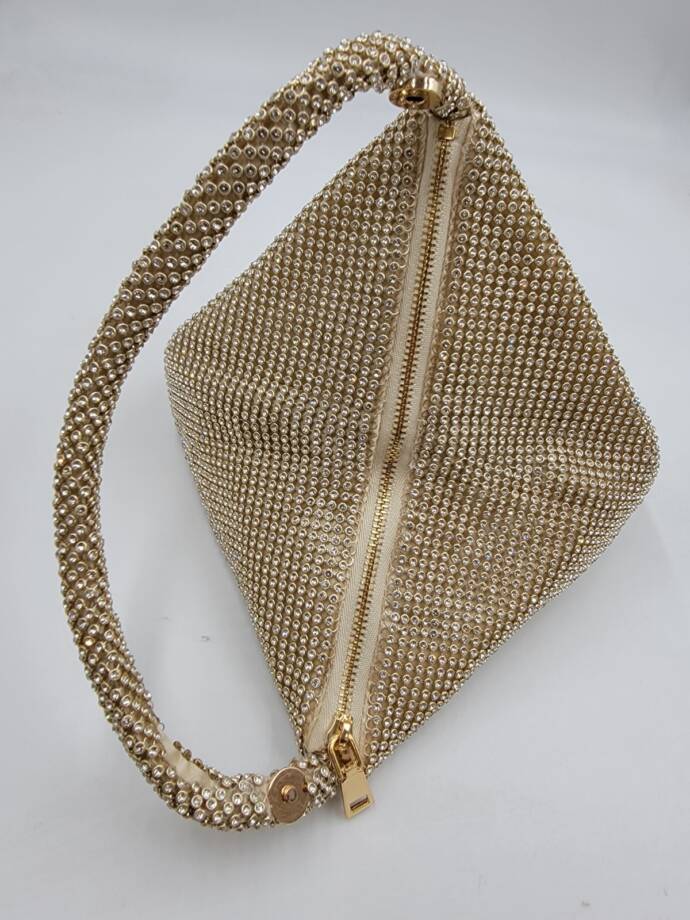I.N.C. International Concepts Doris Sparkle Mesh Pouch Women's One Size Gold Zip