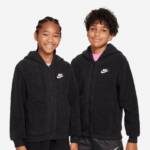 Nike Grade School NSW Club Fleece Full-Zip Hoodie Unisex L Black Front Pockets