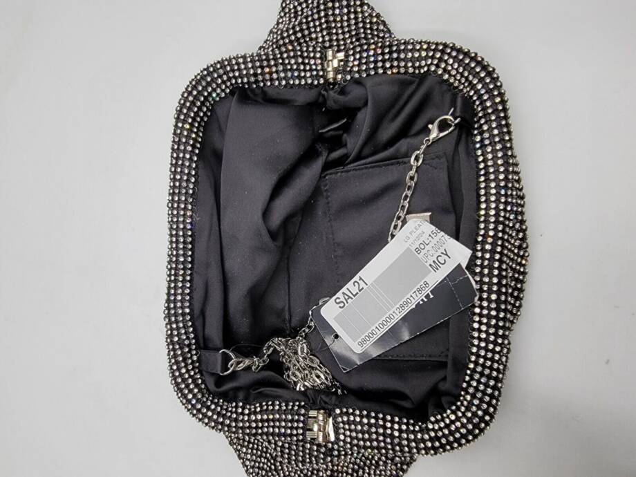 I.N.C. International Concepts Pleated Clutch Women's OS Black Embellished Frame
