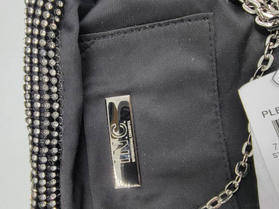 I.N.C. International Concepts Pleated Clutch Women's OS Black Embellished Frame