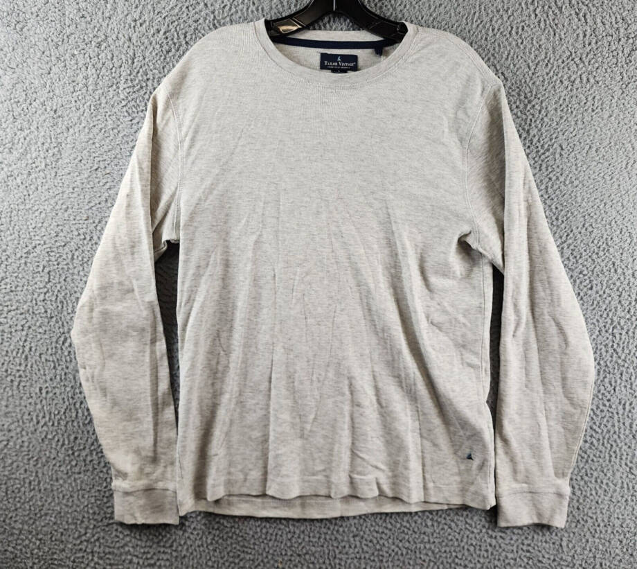 Tailor Vintage Crew Neck Sweatshirt Men's S Oatmeal Heather Pullover Style L/S~