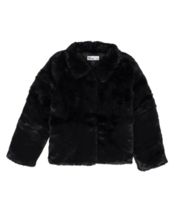 Epic Threads Faux Fur Jacket Toddler Girls 4T Deep Black Hidden Button Closure