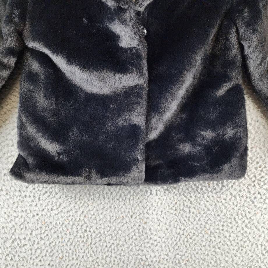 Epic Threads Faux Fur Jacket Toddler Girls 4T Deep Black Hidden Button Closure