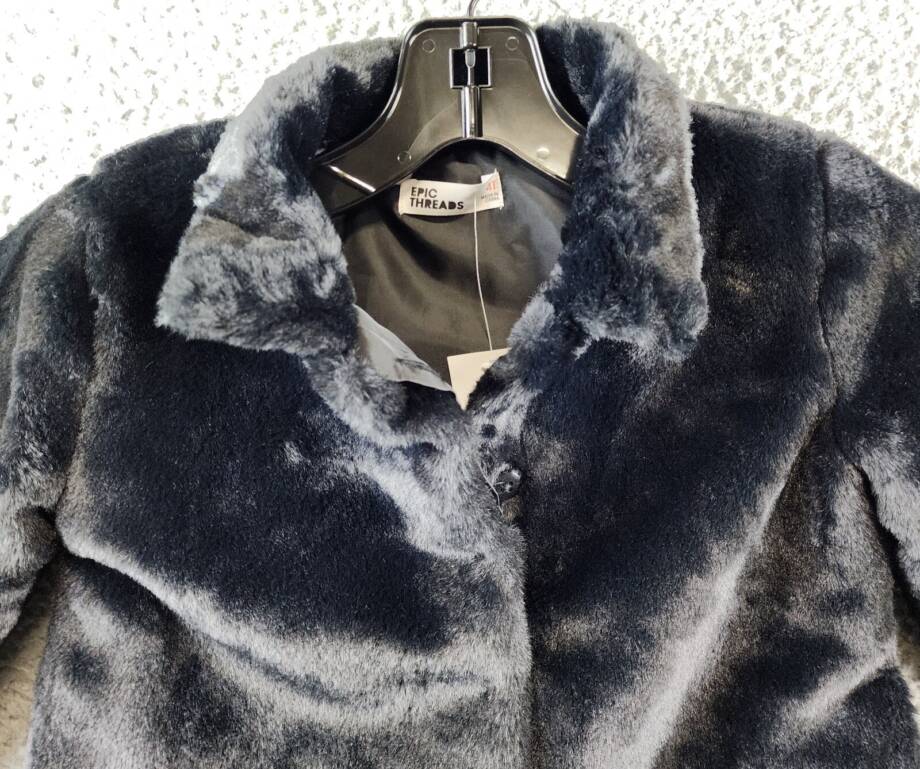 Epic Threads Faux Fur Jacket Toddler Girls 4T Deep Black Hidden Button Closure