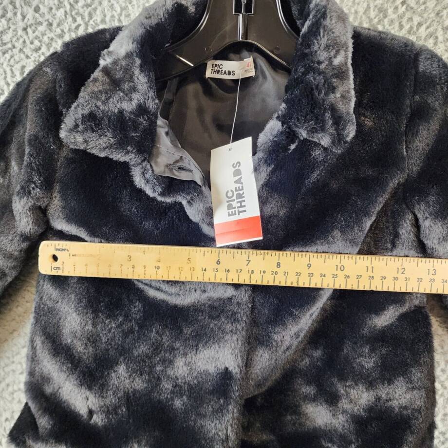 Epic Threads Faux Fur Jacket Toddler Girls 4T Deep Black Hidden Button Closure