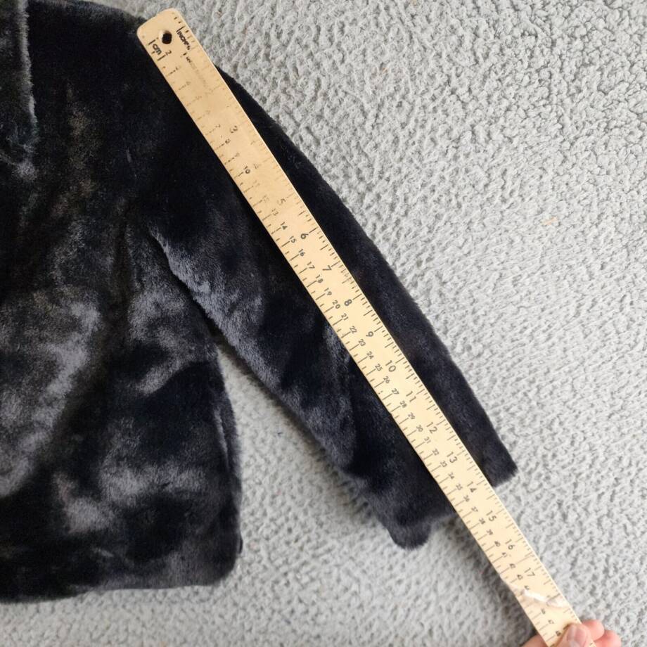 Epic Threads Faux Fur Jacket Toddler Girls 4T Deep Black Hidden Button Closure