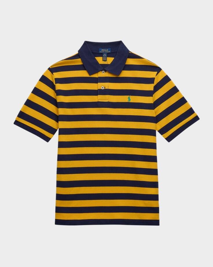 Polo Ralph Lauren Stripe Knit Polo Boy's XL (18-20) Yellow Short Sleeve Pullover
