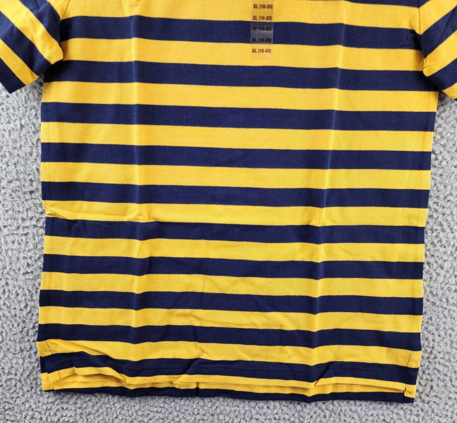 Polo Ralph Lauren Stripe Knit Polo Boy's XL (18-20) Yellow Short Sleeve Pullover