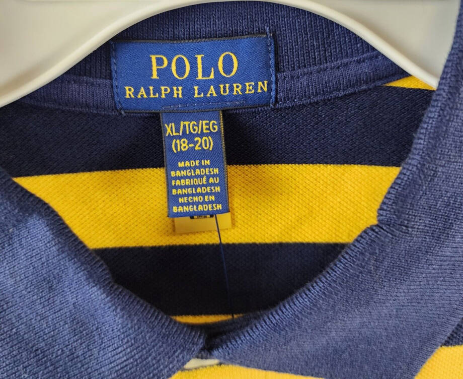 Polo Ralph Lauren Stripe Knit Polo Boy's XL (18-20) Yellow Short Sleeve Pullover